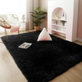thumbnail image 1 of LELINTA Super Soft Fluffy Floor Rug Washable Shag Rug Shaggy Area Rug Bedroom Dining Room Anti-skid Carpet Yoga Mat Child Play Mat Contemporary Luxury Rug, 23.6'' x 47.2'', Black, 1 of 5