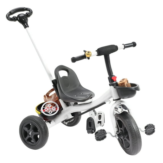 LELINTA Toddler Tricycle for 1-3 Years Olds, Toddler Balance Bike with Removable Pedal & Backrest, Parent Push Handle, Perfect Boys and Girls Christmas Birthday Gift and Toys