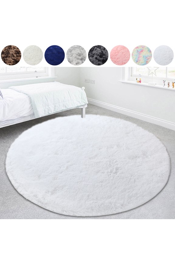 Ultra Soft Indoor Modern Area Rugs Round Fluffy Carpets for Living Room Children Bedroom Home Decor Nursery Rug, 4ft x 4ft, 5.3ft x 5.3ft, 6ft x 6ft