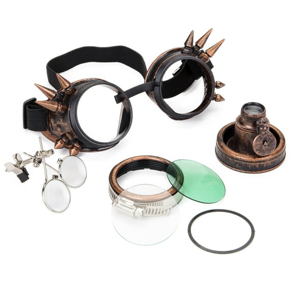 LELINTA Vintage Kaleidoscope Glasses Rave Crystal Prism Steam puLELINTA Goggle Fashion Halloween Eyewear with Double Ocular Loupe and Rivet