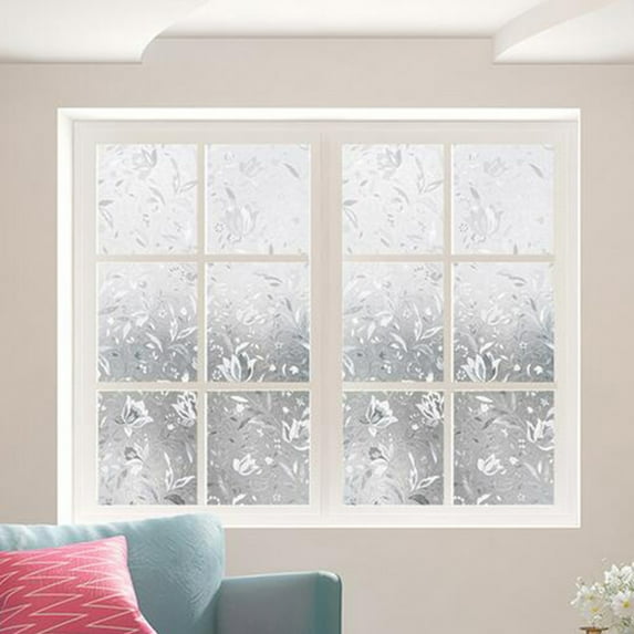 LELINTA Window Film Peel and Cling, Stained Glass Window Decals, Static Cling Window Vinyl, Door Window Film Privacy Covering, UV Blocking, 18"x79"/18"x197"