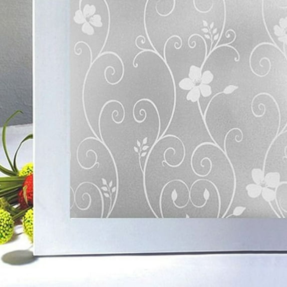 LELINTA Window Glass Sticker Waterproof Frosted Privacy Home Bathroom Removable Decals Self Adhesive Film Wall Sticker White Wrought Iron Flower