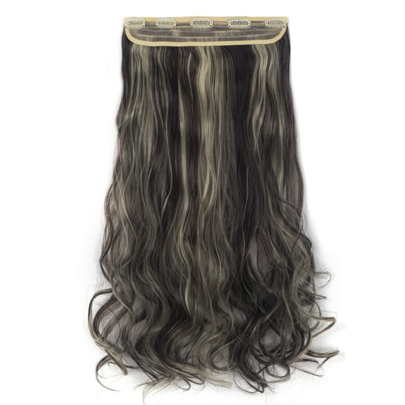 LELINTA Women 24" Long Curly 3/4 Full Head Clip in Synthetic Hair Extentions 155g Black Brown Blonde