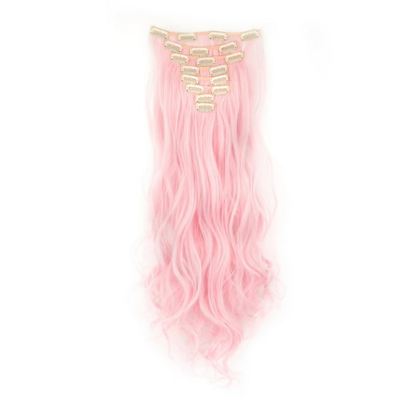 LELINTA Women 24" Long Curly Full Head Clip in Synthetic Hair Extentions 8 Piece 18 Clips Black Brown Blonde