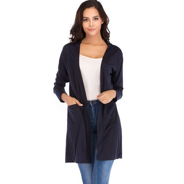Women’s Draped Open-Front Cardigan – Navy, Size XXL | Lightweight Stretch Knit, Comfortable Layering Piece