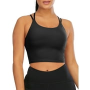 LELINTA Women Crop Tops Sports Bras Mesh Longline Fitness Camisole Yoga Workout Running Gym Pad Shirt with Removable Cups