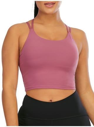 LELINTA Lace Sports Bras for Women Lace Front Cross Side Buckle and  Removable Pad Tank Top Yoga Sports Bra