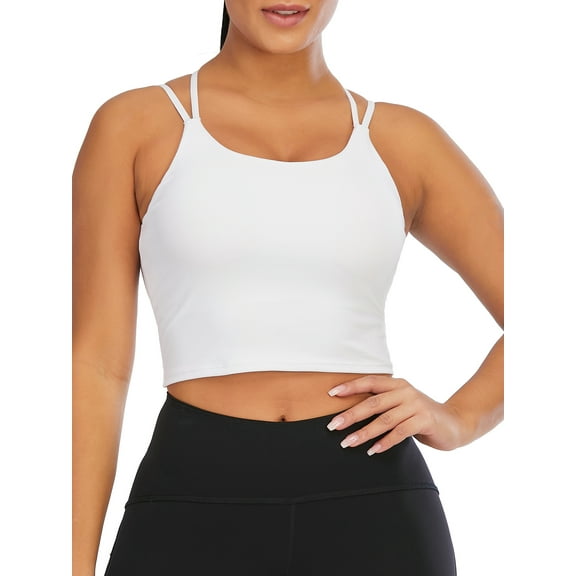 LELINTA Women Crop Tops Sports Bras Mesh Longline Fitness Camisole Yoga Workout Running Gym Pad Shirt with Removable Cups