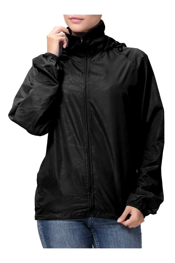 Women Hoodie Jacket Lightweight Packable Rain Jacket Windbreaker Zipper Hooded Coats Slim Jacket Spring Long Sleeve Running Sport