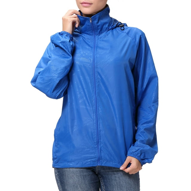 LELINTA Women Hoodie Jacket Lightweight Packable Rain Jacket Windbreaker Zipper Hooded Coats Slim Jacket Spring Long Sleeve Running Sport