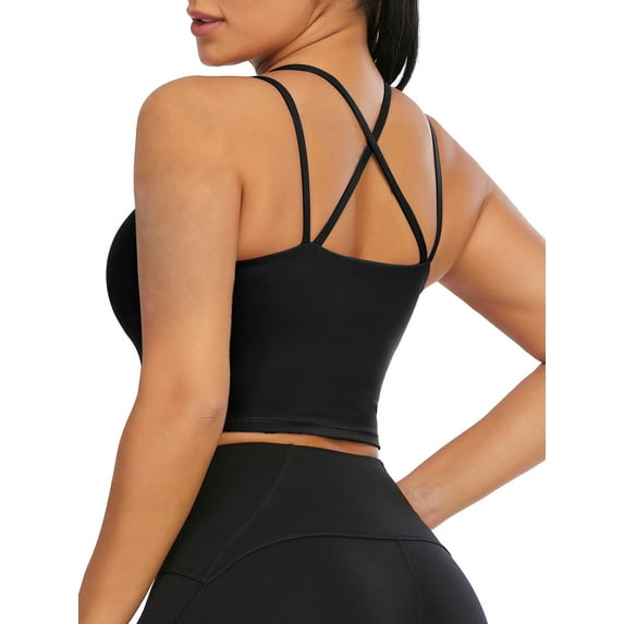 LELINTA Women Ladies Yoga Vest Sleeveless T-Shirt Sports Bra Active Wear Tops Gym Workout Running Support Shirts Cross Back Yoga Vest Tops with Removable Paddeds, 3 Styles 10+Colors, XS-XL