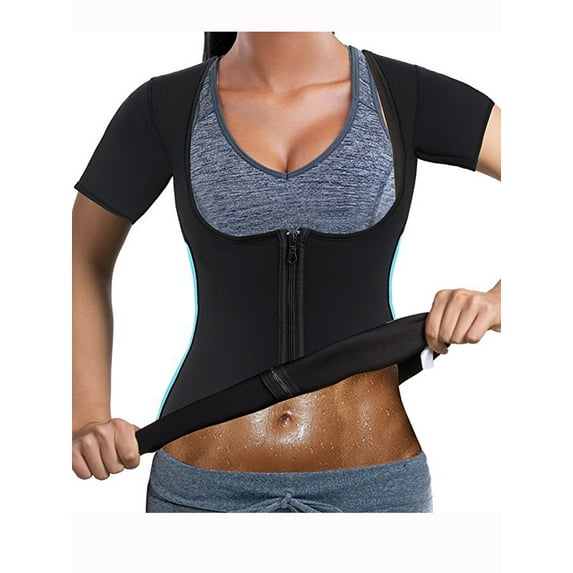 LELINTA Women Neoprene Sauna Sweat Waist Trainer Vest for Weight Loss Gym Workout Body Shaper TaLELINTA Top Hot Sweat Shirt with Zipper