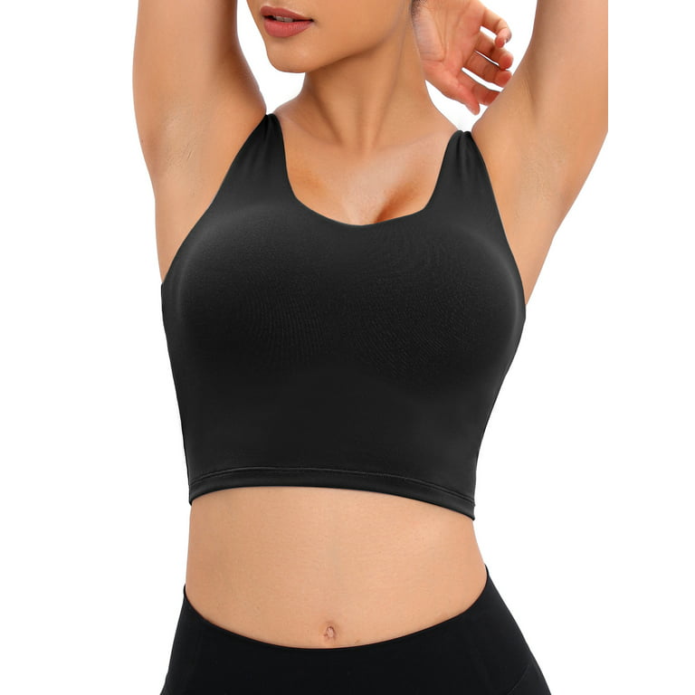LELINTA Women Padded Sports Bra, Gym Workout Tank Tops, Sexy Medium Support  Yoga Bras with Removable Cups Fitness Running Shirts 