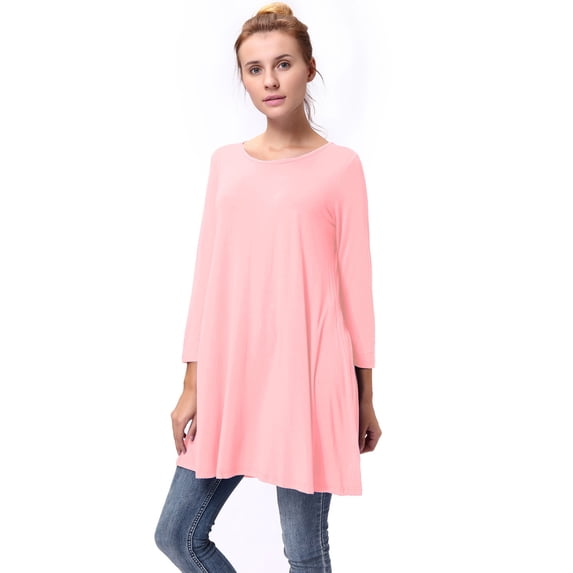 LELINTA Women Plus Size 3/4 Sleeve Tunic Tops Loose Basic Shirt