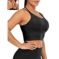 thumbnail image 1 of LELINTA Women Seamless Stretch Bra Padded Removable Pad Crisscross Back Sports Yoga Fitness Bra Workout Tops, Black/ White/ Blue/ Purple, 1 of 5