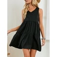 thumbnail image 1 of LELINTA Women Summer Beach Sundress Sleeveless Tank Dress V Neck Vest T-shirt Dress Casual Loose Flowy Swing Shift Dresses, Black/ Green/ Navy Blue/ Wine Red/ Caramel, S-2XL, 1 of 5