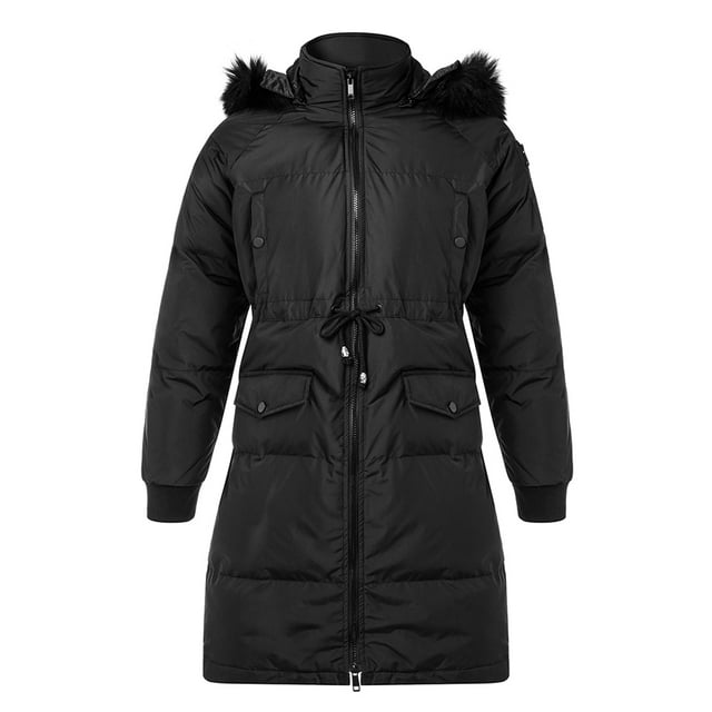 LELINTA Women Winter Zipper Hoodie Long Jacket Down Blend Puffer Jacket Sweatshirt Coat Casual Trench Outwear Top