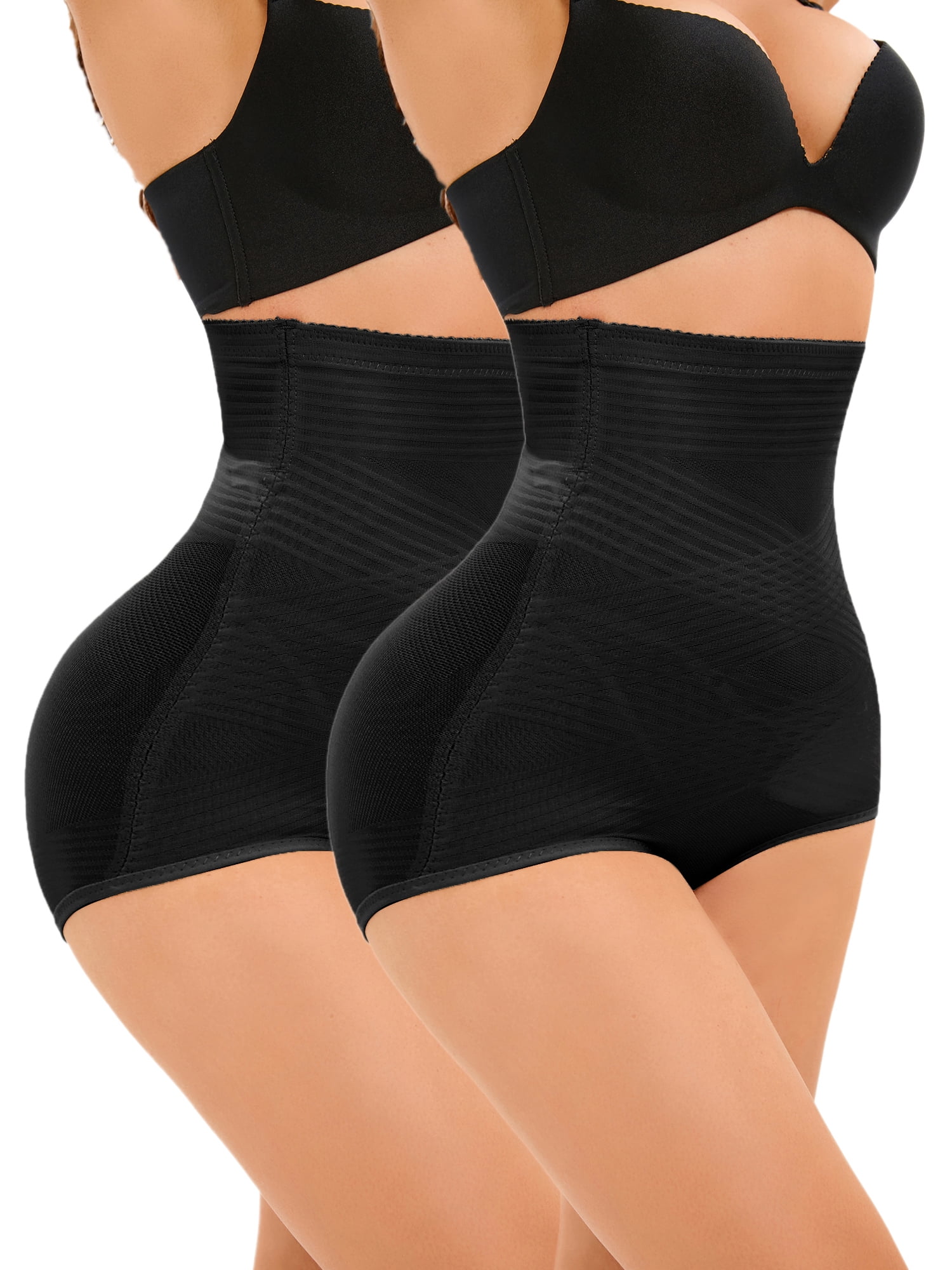 LELINTA Women's 2 Pack Shapewear Butt Enhancer - for Bum Butt Push Up Panty  Underwear Comfortable Body Shaper Hips Enhancer Tummy Control Panties/Beige,Black  