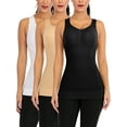 thumbnail image 1 of LELINTA Women's 3 Pack Compression Camisole with Built in Bra Padded Lightweight TaLELINTA Top Removable Pad Stretch V Neck Wide Strap Camis Tops Shapewear, 1 of 8