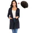 thumbnail image 1 of LELINTA Women's Autumn Winter Relaxed Fit & Pocket Long Sleeve Tops Solid Open Front Knit Sweater Cardigan + Womens Beanie Warm Hats,S-3XL,Two Color, 1 of 6