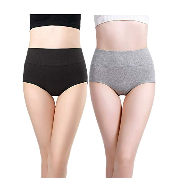 LELINTA Women's Best Fitting Panties Briefs 4 Pack, Soft Cotton High Waist Breathable Solid Color Brief Seamless Panties for Women Plus Size