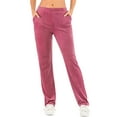 thumbnail image 1 of LELINTA Women's Big and Tall Open Bottom Leg Solid Velvet Sweatpant, Red, S-2XL, 1 of 5