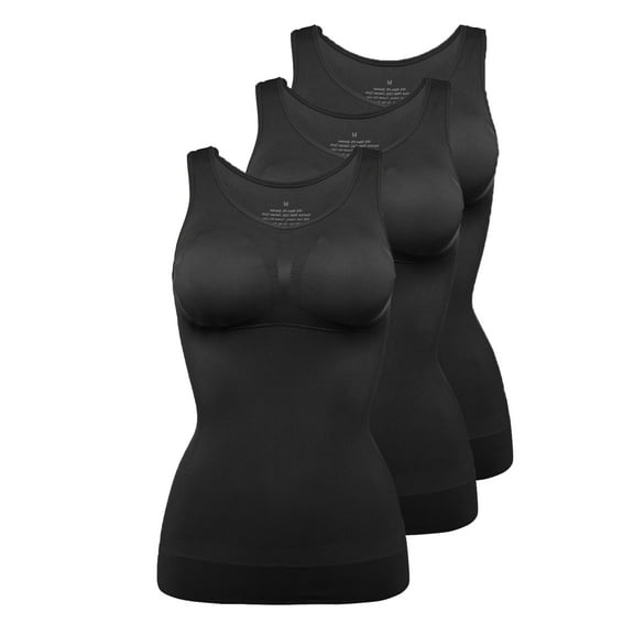 LELINTA Women's Cami Body Shaper Tummy Control Removable Padded Shapewear TaLELINTA Top Slimming Camisole Stretch Undershirt Cami Tops 3-Pack