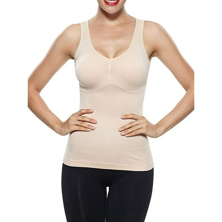 LELINTA Women's Camisoles Tank Tops Plus Size Cami Shaper Firm Tummy  Control Body Shaper Built in Bra Undershirt Tank Top Shapewear 