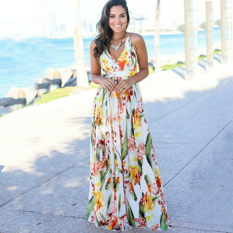 New chiffon floral V-neck casual beach dress maxi dress New chiffon floral V-neck casual beach dress maxi dress
