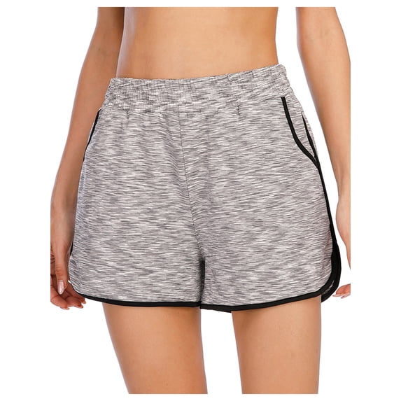 LELINTA Women's Elastic Waistband Yoga Workout Shorts Exercise Mini Hot Gym Shorts Gray/Rose Red/Blue/Purple