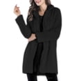 thumbnail image 1 of LELINTA Women's Fuzzy Fleece Lapel Open Front Long Cardigan Coat Faux Fur Warm Winter Outwear Jackets with Pockets, Beige/ Black/ Wine Red, 1 of 4