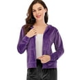 thumbnail image 1 of LELINTA Women's High-Neck Ultra Soft Velvet Solid Full-Zip Hoodie Jacket, 1 of 5