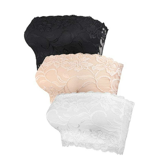 LELINTA Women's Plus Size Bandeau Bra, Strapless Bras Basic Seamless Stretchy Bandeau Bra Crop Bandeau Strapless Brarette Chest Wrap S-3XL