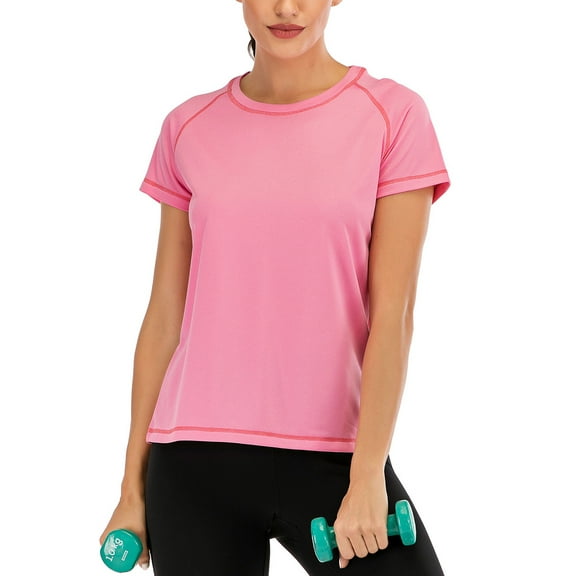 LELINTA Women's Plus Size Short Sleeve Women Quick Dry Slim Fit Yoga Tops Activewear Sports T-Shirt Pink/ Blue/ Grey, S-3XL