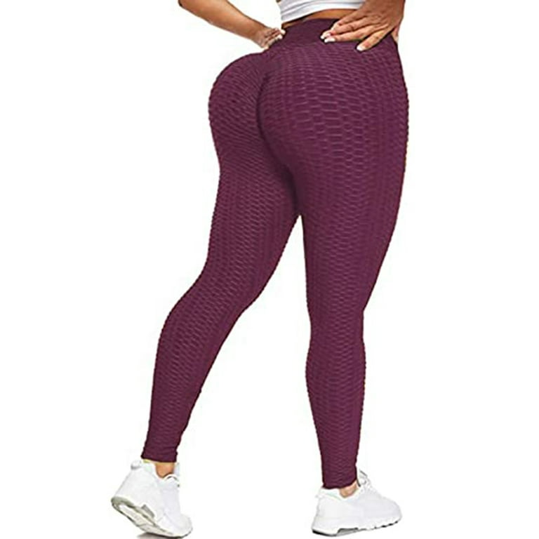 LELINTA Women's Ruched Butt Lifting High Waist Yoga Pants Textured Tummy  Control Workout Leggings Stretchy Booty Tights 