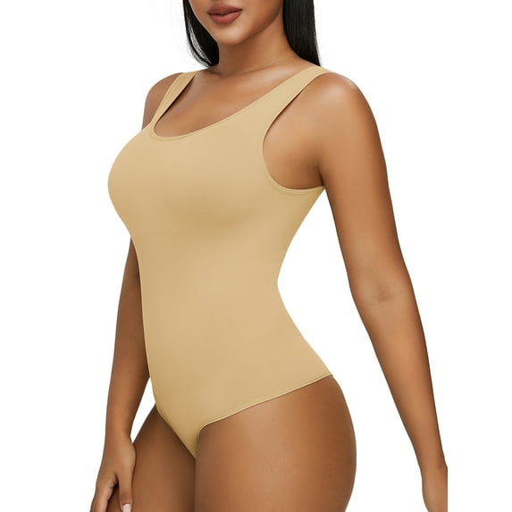 LELINTA Women's Seamless Shapewear Tummy Control Body Shaper Comfortable for Women Thigh Slimmer Bodysuit Girdle,Beige