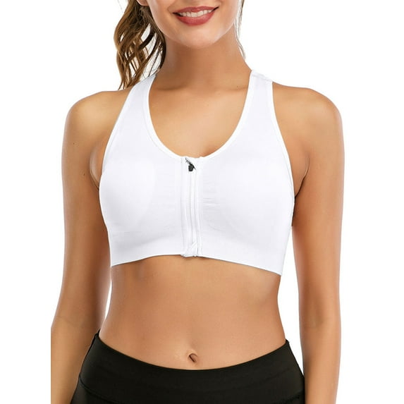 LELINTA Women's Seamless Solid Sports Bra Racerback Padded Stretch Fitness Tops Workout Zipper Yoga Bras