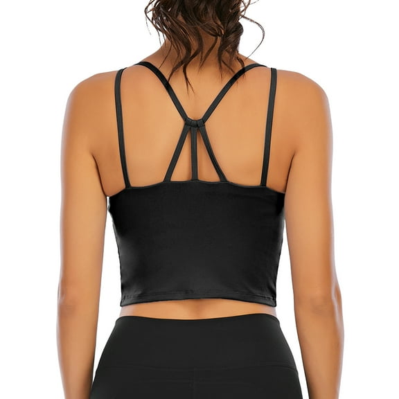 LELINTA Women's Seamless Sport Bra Active Gym Yoga Workout Sports Bras Wireless Racerback High Impact Bra Top with Removable Cups, Black