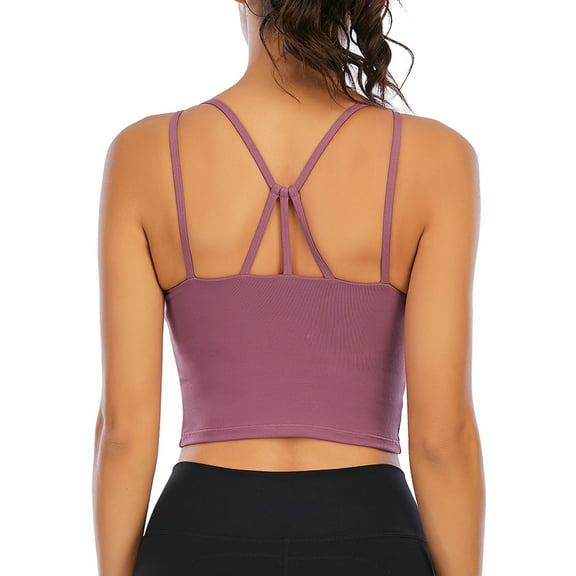 LELINTA Women's Sexy Crisscross Back Workout Running Support Sports Bras Seamless Stretch Bra Spaghetti Strap Yoga Bras with Removable Paddeds, 3 Styles 10+Colors, XS-XL