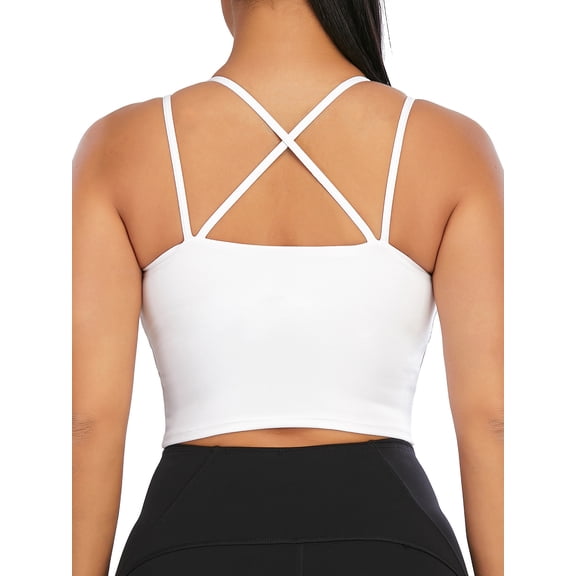 LELINTA Women's Sexy Crisscross Back Workout Running Support Sports Bras Seamless Stretch Bra Spaghetti Strap Yoga Bras with Removable Paddeds, 3 Styles 10+Colors, XS-XL