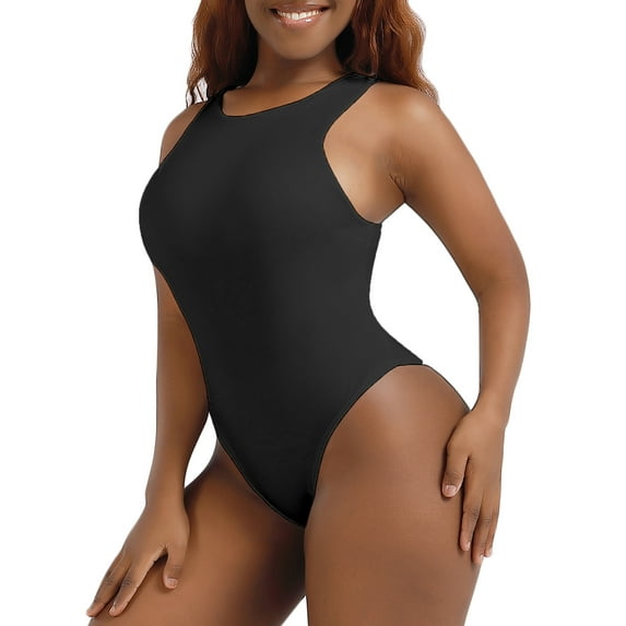 LELINTA Women's Sexy Sleeveless Racer Back Halter Neck Bodysuit Tank Tops