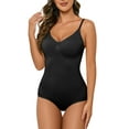 thumbnail image 1 of LELINTA Women's Shapewear Bodysuit Tummy Control Thong Waist Trainer Jumpsuit Slimming Bodysuits Seamless Sculpting Thong Body Shaper Tops Leotard(Black Beige-X-Large), 1 of 8