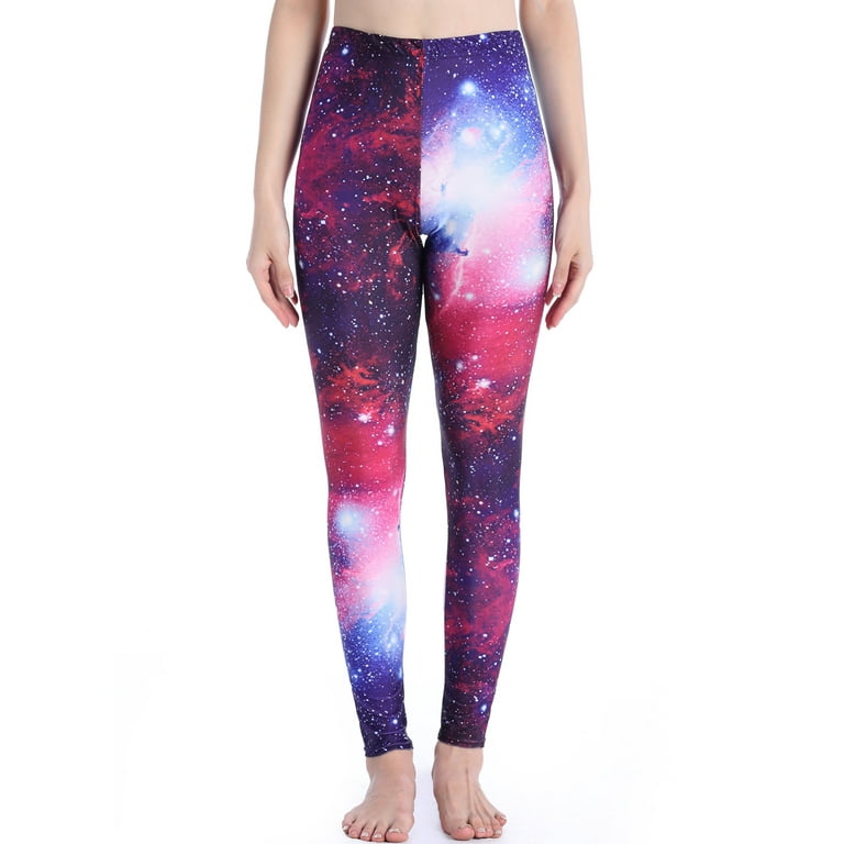 LELINTA Women's Autumn Galaxy Space Star Print Yoga Leggings Pants Tights