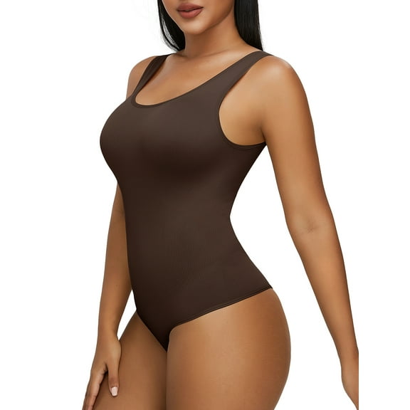 LELINTA Women's Slimming Long Leg Bodysuit, Full Body Shapewear, All Over Smoothing, Sizes Small-XL, Coffee