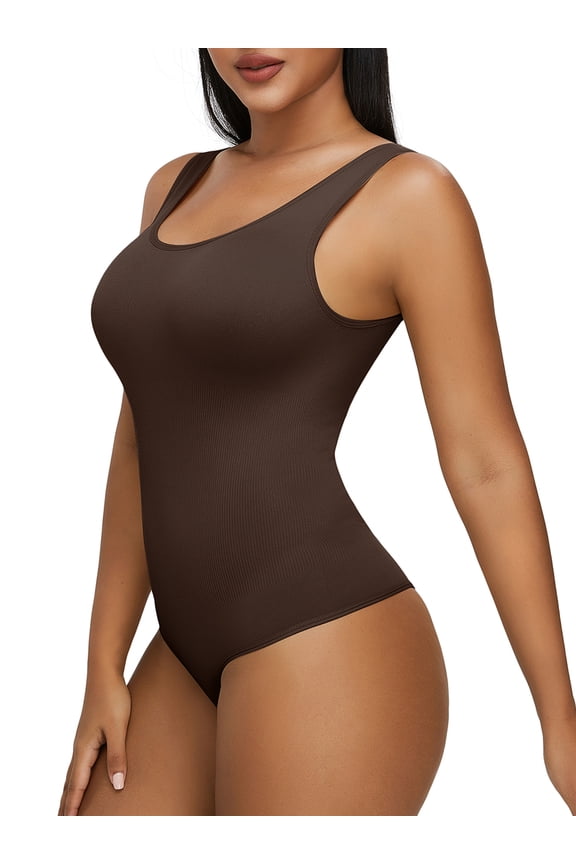 Women's Slimming Long Leg Bodysuit, Full Body Shapewear, All Over Smoothing, Sizes Small-XL, Coffee