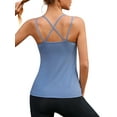 thumbnail image 1 of LELINTA Women's Sports Bras Padded Sexy Crisscross Back Mid Support Strappy Workout Gym Yoga Bras Top, Black/ White/ Blue, 1 of 6