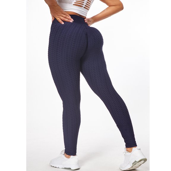 LELINTA Women's Textured Yoga Pants Ruched Butt Lifting High Waist Pants Tummy Control Stretchy Workout Leggings Booty Tights