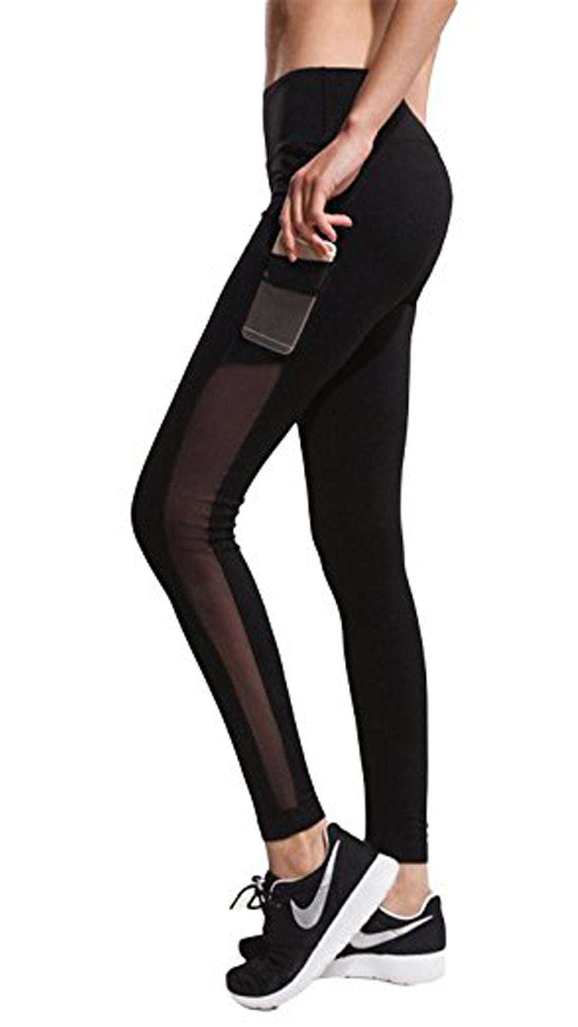 LELINTA Women's Yoga Pants High Waist Power Flex Mesh Running