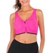 LELINTA Womens Zip Front Racerback Sports Bra High Impact Workout Gym Activewear Yoga Bra Five Color