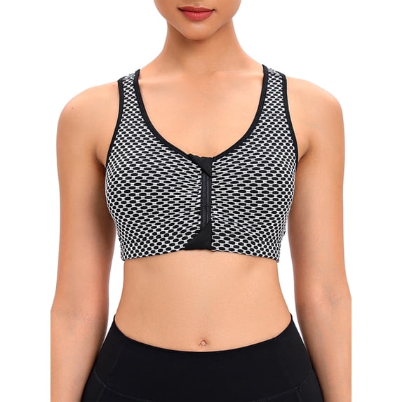 LELINTA Women's Zip Front Sports Bra Wireless Racerback Yoga Bras Active Sport Bras
